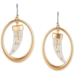 Lucky Brand Gold-Tone Resin Horn Orbital Drop Earrings New